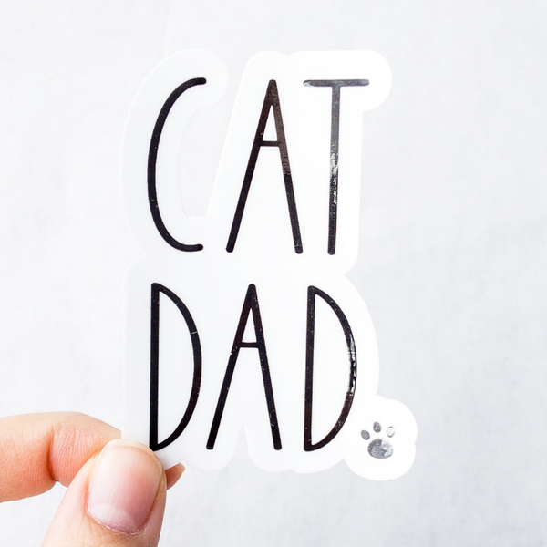 Cat Dad with Paw Print Sticker
