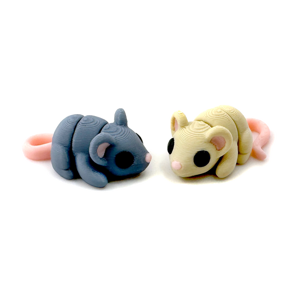 Two 3D printed mice fidget creatures