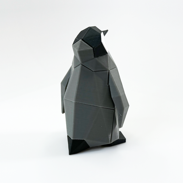 3D printed baby penguin magnet puzzle fully assembled facing toward back