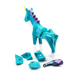 3D printed unicorn magnet puzzle partially disassembled showing magnet connections
