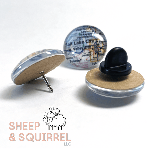 Custom Location Glass Dome Map Push Pin Tacks