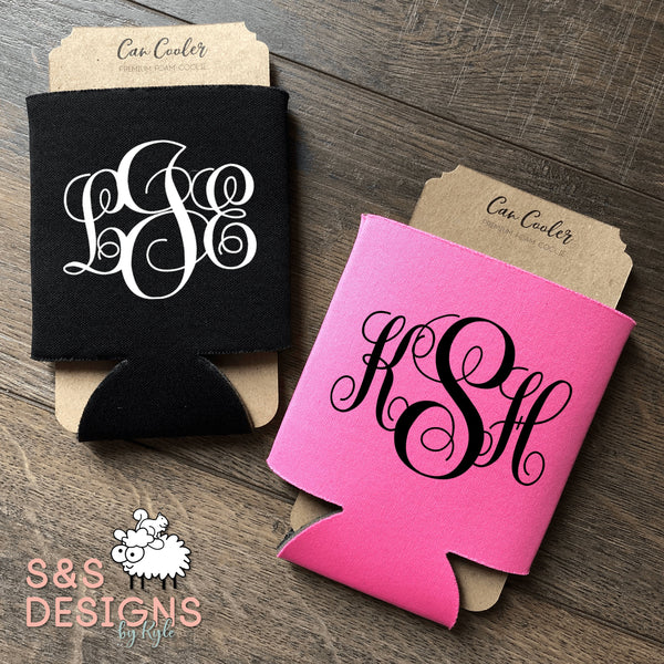 Personalized Vine Monogram Can Cooler