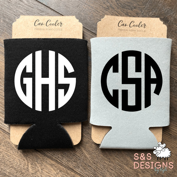 Personalized Circle Monogram Can Cooler
