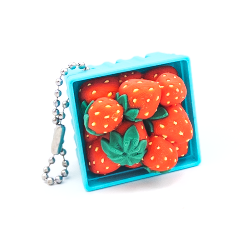Basket of Strawberries Clicker Keychain