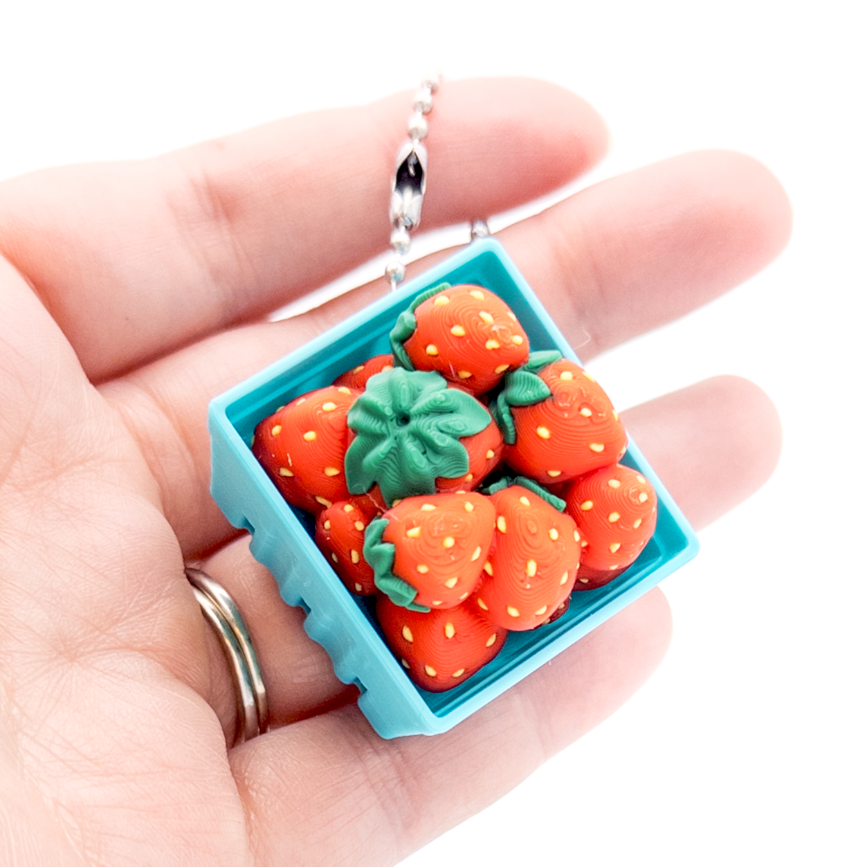 Basket of Strawberries Clicker Keychain