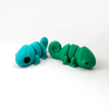 Two 3D printed chameleon mini fidget creatures