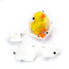 3D printed chick and egg magnet puzzle showing egg partially disassembled and chick inside egg