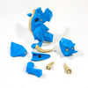 3D printed magnet puzzle dragon partially assembled with remaining pieces laying in front - 2x5mm magnets shown