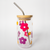 Glass Can Cup with Retro Flowers
