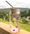 Glass Can Cup with Small Solid Hearts