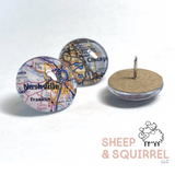 Custom Location Glass Dome Map Push Pin Tacks