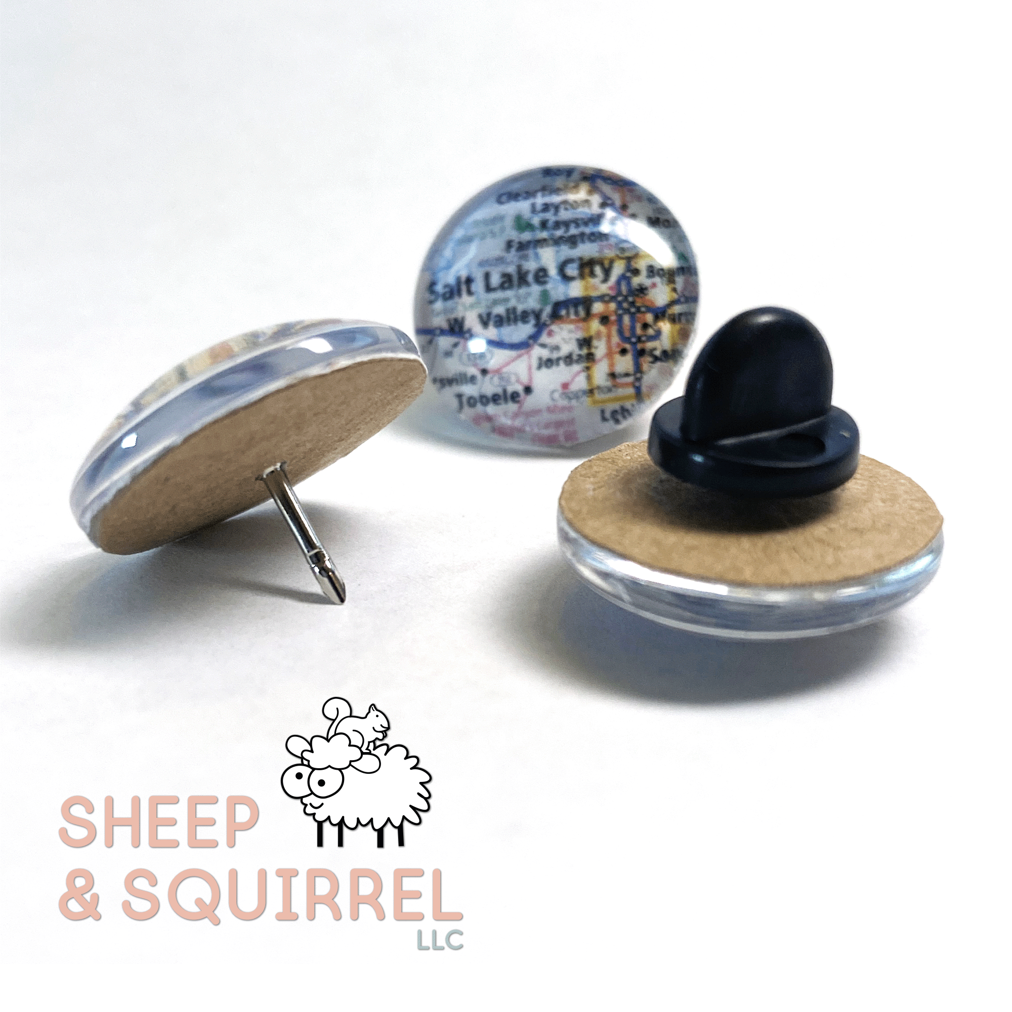 Custom Location Glass Dome Map Push Pin Tacks