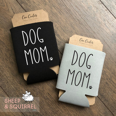 Dog Mom with Paw Print Can Cooler